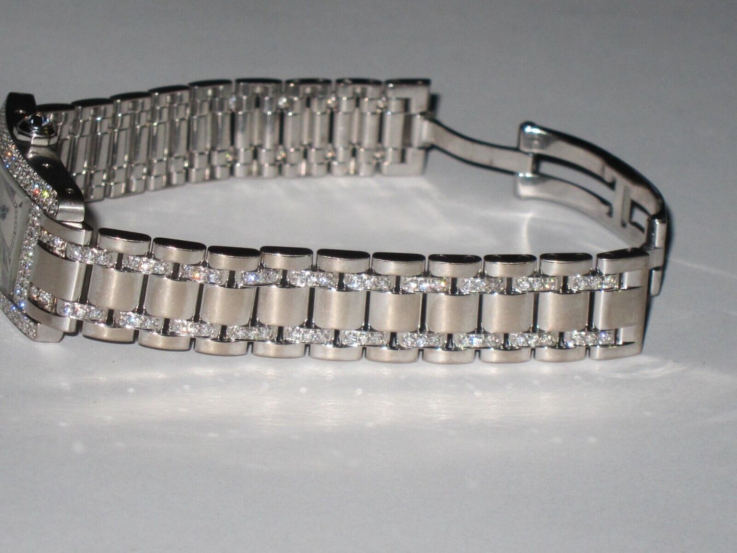 Womens Cartier Tank Americaine American 18K Gold Diamonds