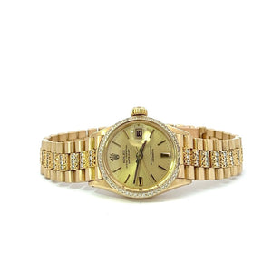 Womens Rolex Datejust President 18K Yellow Gold Diamonds