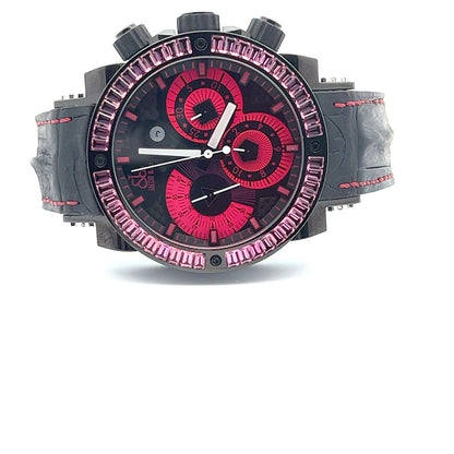 New Mens Jacob & Co. Rare Epic II Chronograph PVD Steel Tourmaline Baguettes