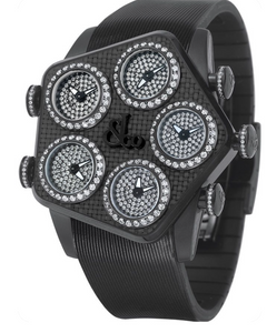 New Mens Jacob & Co. Grand Five 5 Time Zone Carbon Fiber Diamonds