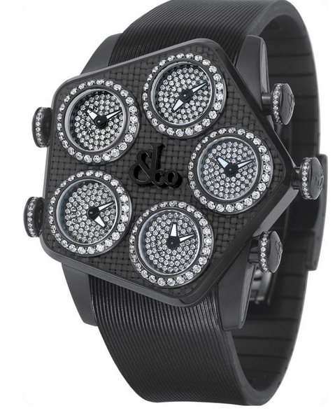 New Mens Jacob & Co. Grand Five 5 Time Zone Carbon Fiber Diamonds