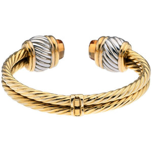 Womens Gold Citrine Cable Cuff Bracelet