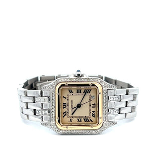 Womens Cartier Panther Panthere 18K Gold Midsize Diamonds