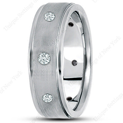 Mens Classic Round Cut Diamond Wedding Band  - DBM322-7-RD