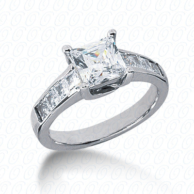 Princess Center Set Diamond with Semi Mount Channel Set Diamond Engagement Ring - ENR1985