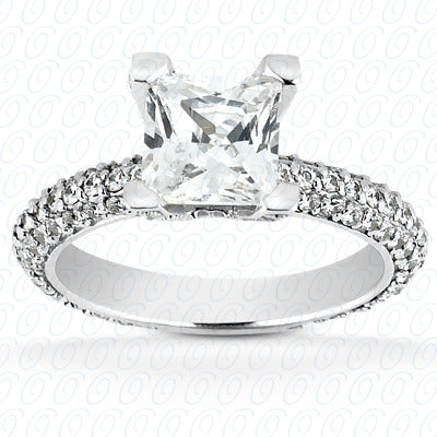 Princess Center Set Diamond Engagement Ring With Accented Prong Setting - ENR7534