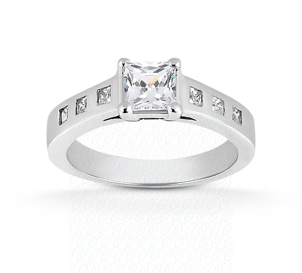 Princess Center Set Diamond Flush Setting Engagement Ring - ENR7667