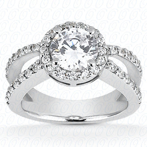 Round Center Cut Halo Diamond Engagement Ring With Split Shank Diamond Band - ENR8370