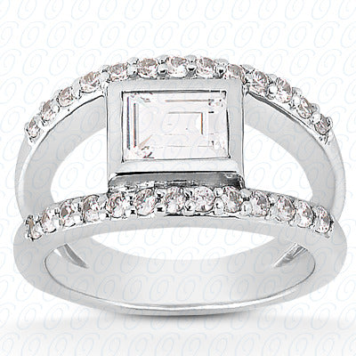 Emerald Center Set Diamond with Prong Setting Diamond Engagement Ring - ENR8507