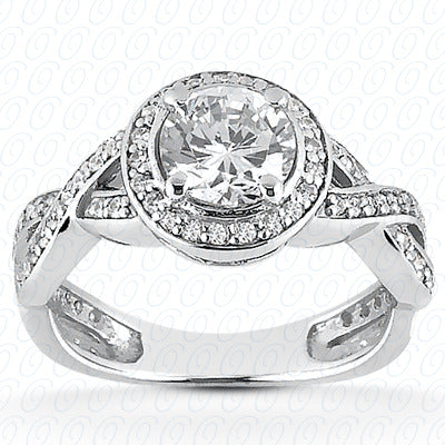 Round Center Cut Halo Diamond Engagement Ring With A Braided Twist Diamond Band  - ENR8660