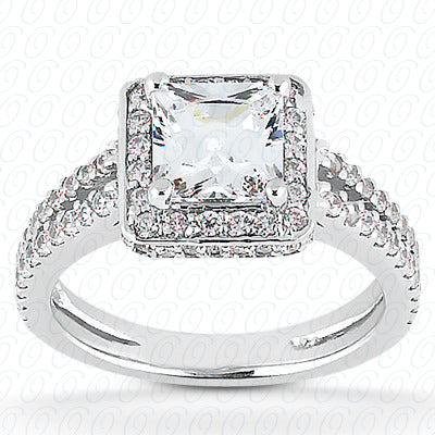 Princess Center Set Diamond Halo Engagement Ring - ENR8678