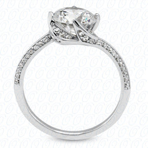 Round Center Accented Rose Design Diamond Engagement Ring - ENR9327