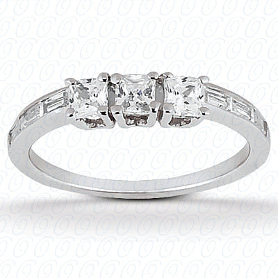 Princess Cut Prong Set Wedding Band With Baguettes - ENS1022-B