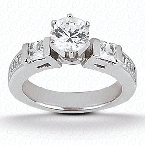 Round Center Cut Semi Mount Set Diamond Engagement Ring - ENS471-A
