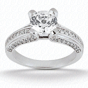 Round Center Cut Fancy Four Prong Set Diamond Engagement Ring - ENS807-A