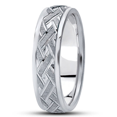 Mens Fancy Carved Diamond Cut Wedding Band  - M1005