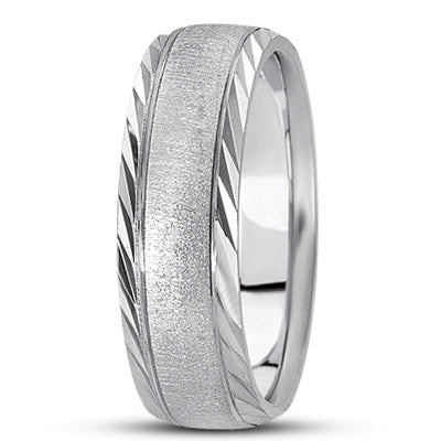 Mens Basic Diamond Carved Wedding Band  - M1014