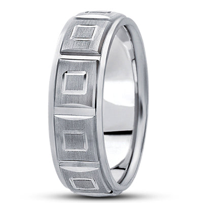 Mens Fancy Carved Diamond Cut Wedding Band  - M1027