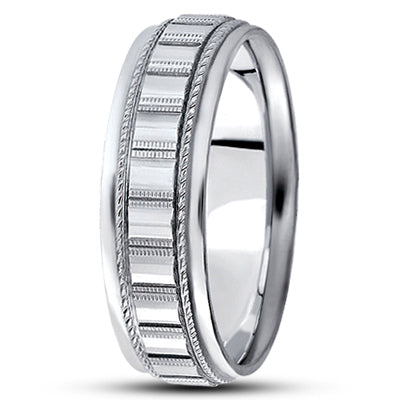 Mens Fancy Carved Diamond Cut Wedding Band  - M1031