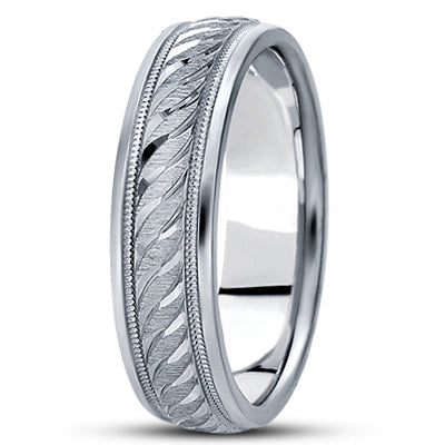 Mens Fancy Carved Diamond Cut Wedding Band  - M1033