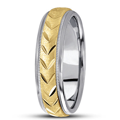 Mens Basic Diamond Carved Wedding Band  - M105