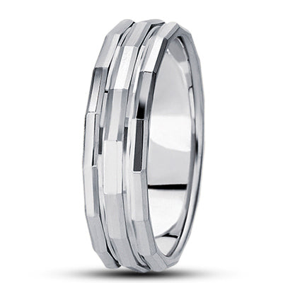 Mens Fancy Carved Diamond Cut Wedding Band  - M1051