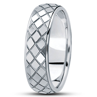 Mens Fancy Carved Diamond Cut Wedding Band  - M1103