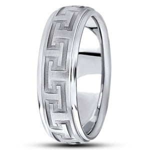 Mens Fancy Carved Diamond Cut Wedding Band  - M1123