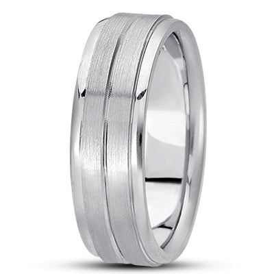 Mens Basic Simple Carved Wedding Band  - M114