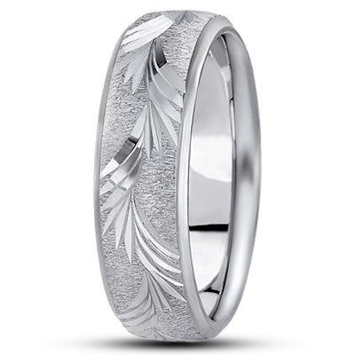 Mens Fancy Carved Diamond Cut Wedding Band  - M1182