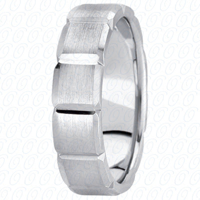Mens Basic Diamond Carved Wedding Band  - M121