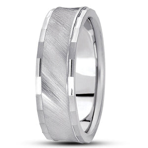 Mens Basic Diamond Carved Wedding Band  - M261