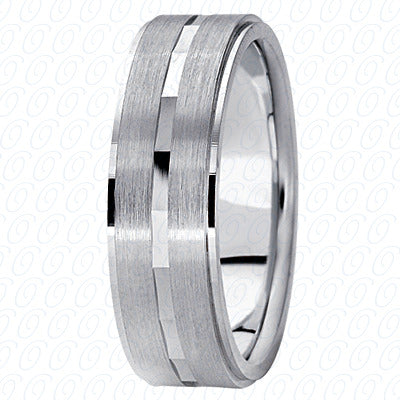 Mens Basic Diamond Carved Wedding Band  - M287