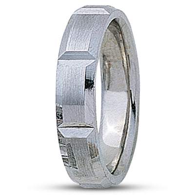 Mens Basic Diamond Carved Wedding Band  - M299