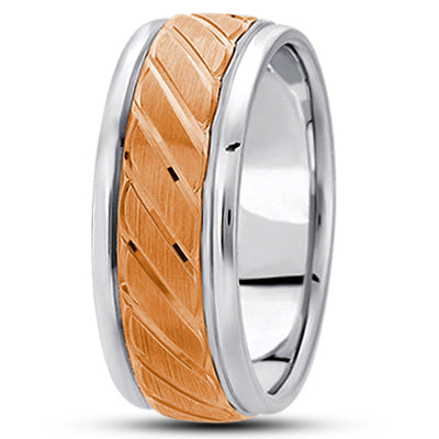 Mens Basic Diamond Carved Wedding Band  - M369
