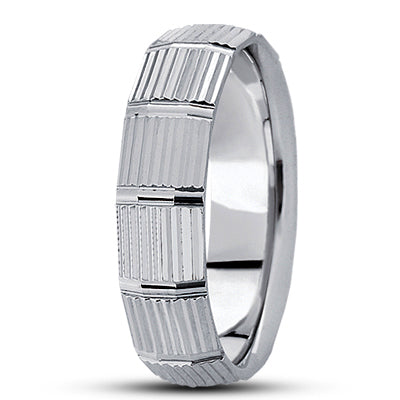 Mens Fancy Carved Diamond Cut Wedding Band  - M422