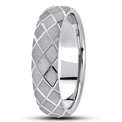 Mens Fancy Carved Diamond Cut Wedding Band  - M429