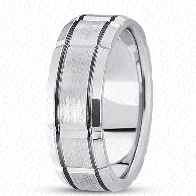 Mens Basic Diamond Carved Wedding Band  - M442