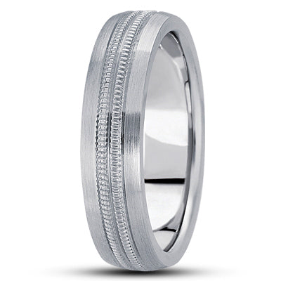 Mens Basic Simple Carved Wedding Band  - M447