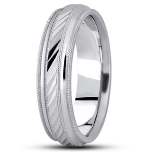 Mens Basic Diamond Carved Wedding Band  - M573