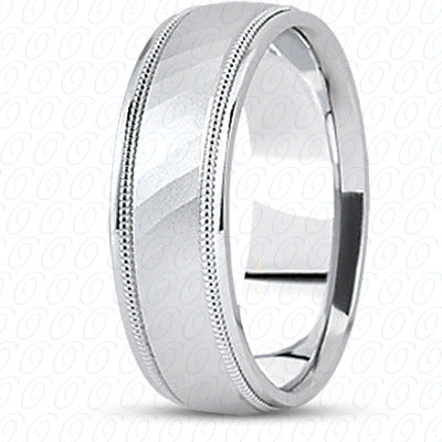 Mens Basic Diamond Carved Wedding Band  - M605