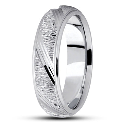 Mens Fancy Carved Diamond Cut Wedding Band  - M639