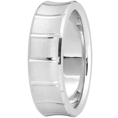 Mens Basic Diamond Carved Modern Style Wedding Band  - M709