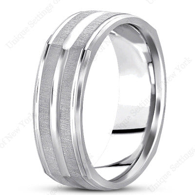 Mens Basic Carved Square Wedding Band  - MSQ469