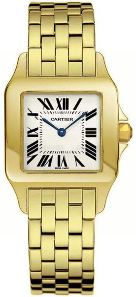 Womens Cartier 18K Solid Gold Mid Size Santos Demoiselle Watch