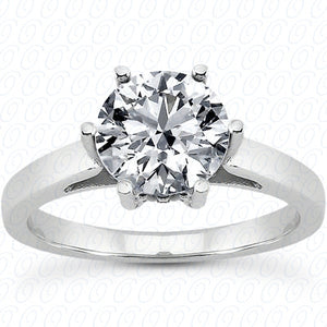 Women's Round Center Cut Diamond Six Prong Diamond Engagement Ring Setting-ENR8932