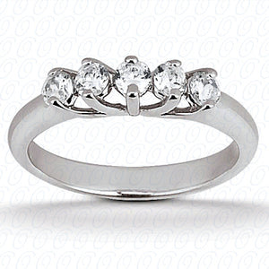 Round Brilliant 5 Stone Prong Set Diamond Wedding Band  - ENS1135-B