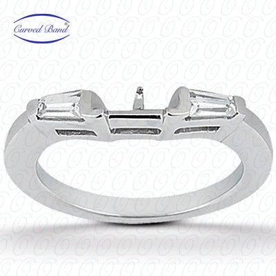 14K White Gold Trapezoid Baguette Diamond Curved Wedding Band - ENS1337-B