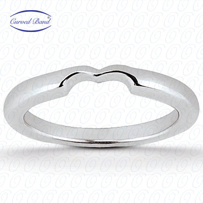 14K White Gold Plain Fitted Curved Wedding Band- ENS1521-B