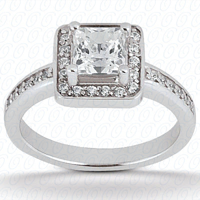 Princess Center Prong Set Diamond Engagement Ring - ENS1594-A
